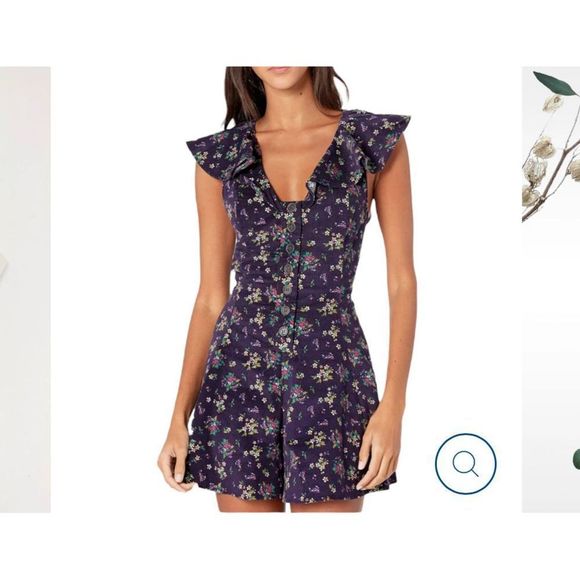 ✨FREE PEOPLE✨VIOLET FLORAL CORDUROY ROMPER - Picture 3 of 16